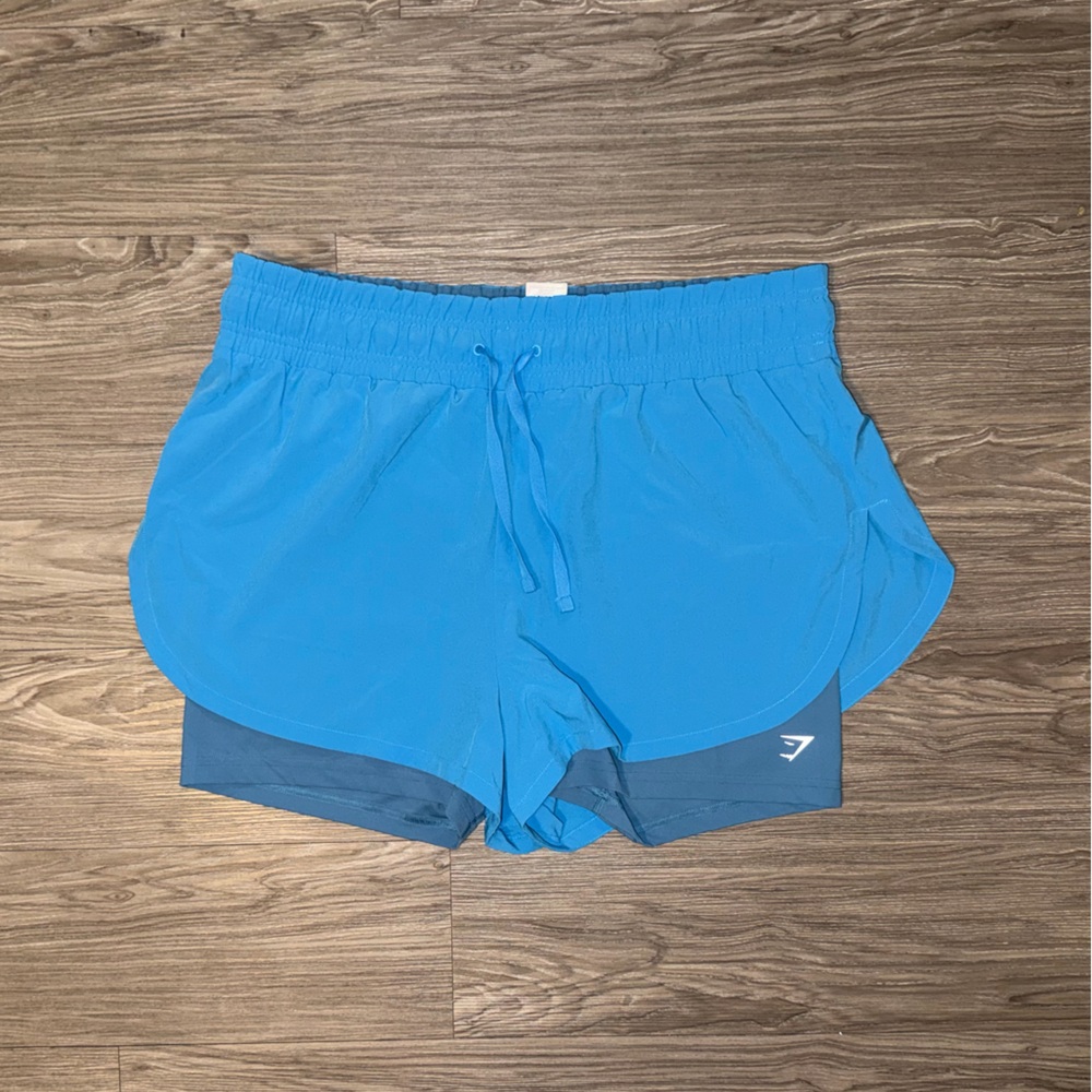 NWT Gymshark Women's Running 2 in 1 Shorts Electric Blue Lined Size 2XL